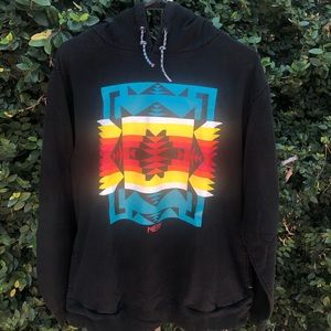 NEFF size L black and multicolor hooded sweatshirt